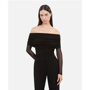 NWT The Kooples Black Over the Shoulder Jersey Top